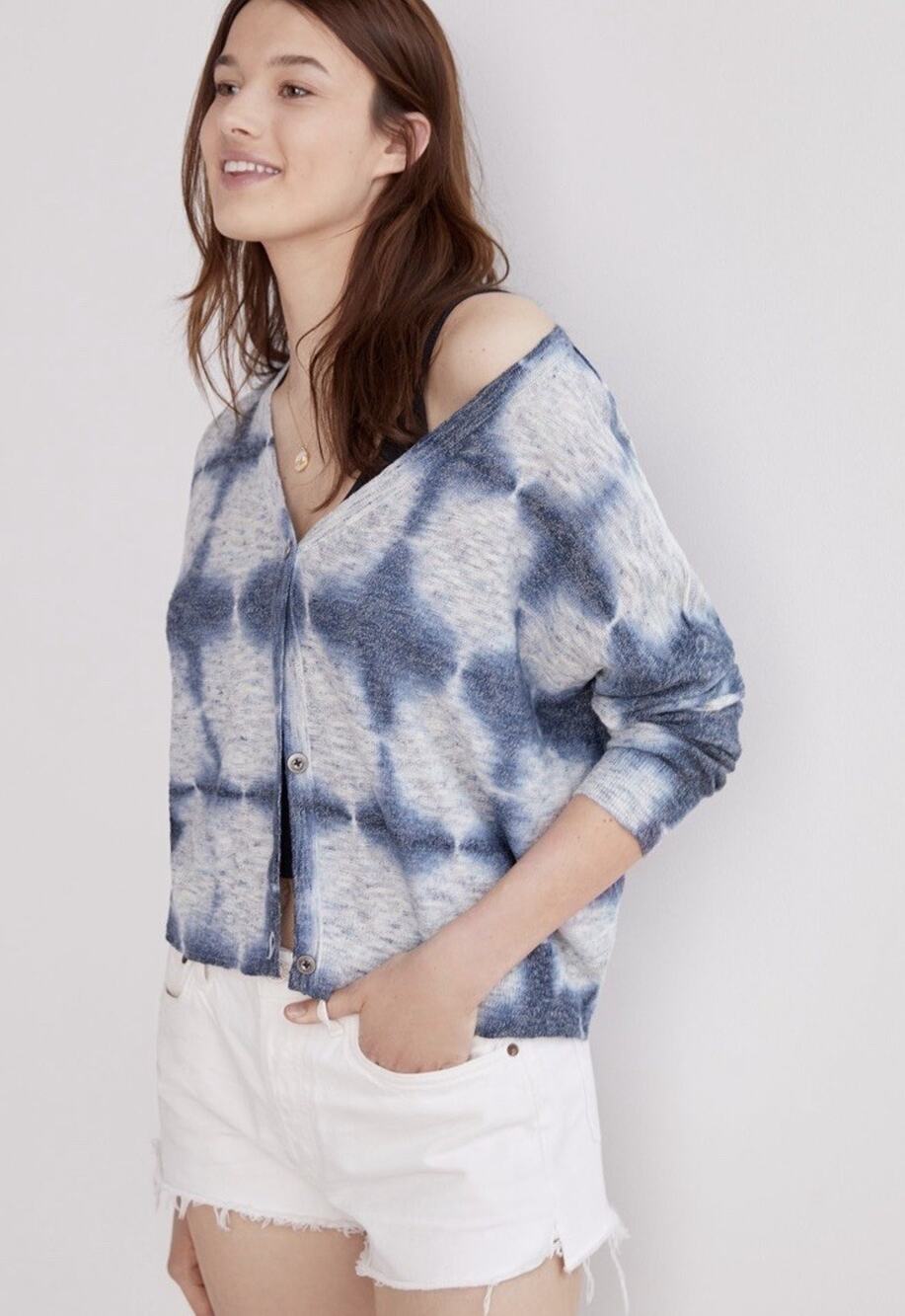Pilcro Anthropologie Women’s Tie Due Cardigan Blue Coastal Size Small